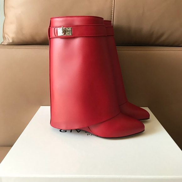 givenchy shark lock boots red